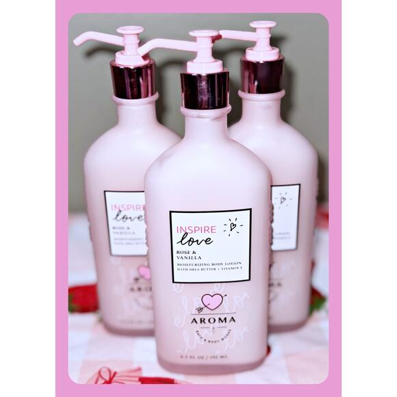 Bath & Body Works Aroma Inspire Love Rose Vanilla Moisturizing Body Lotion x3 - Picture 2 of 4